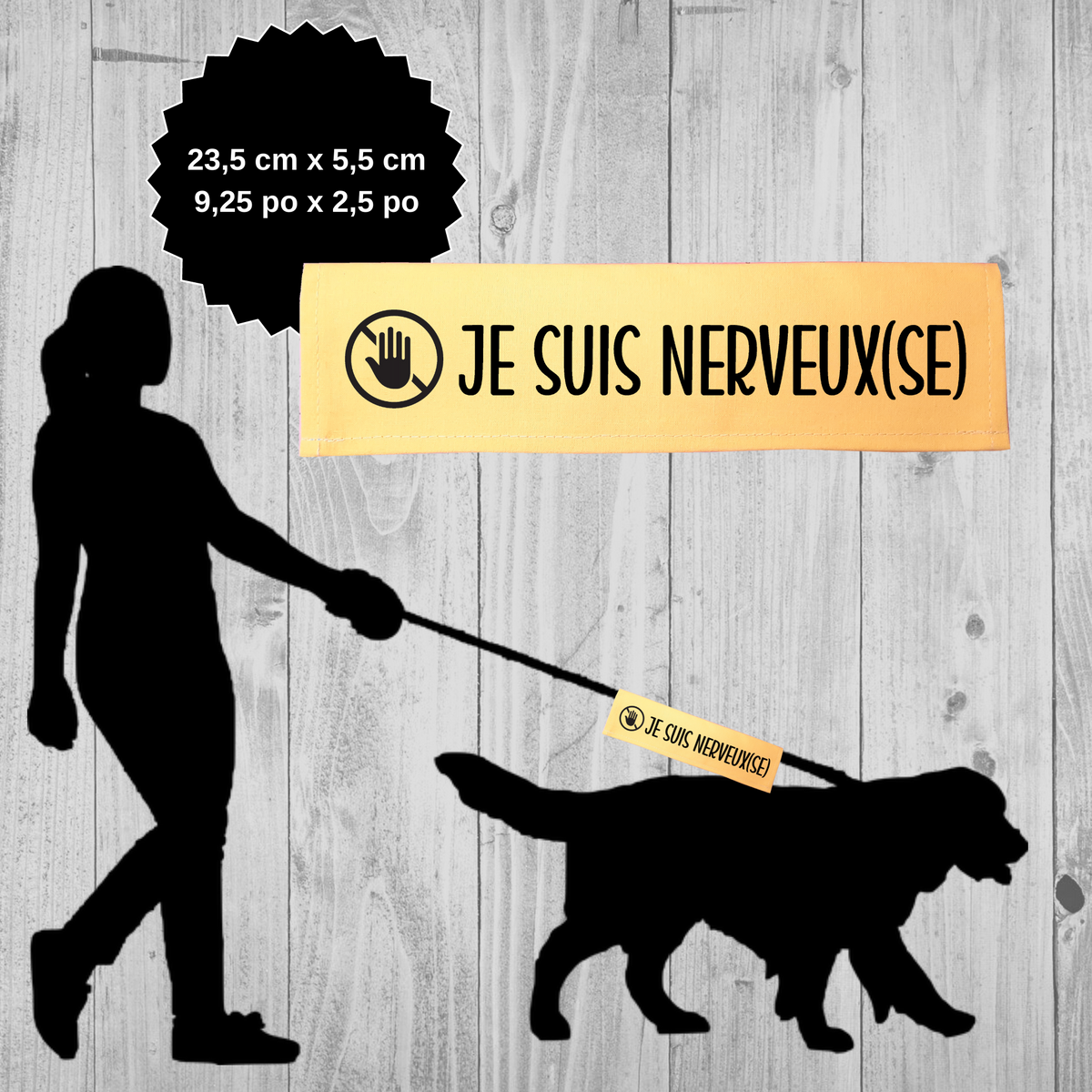 Manchon de laisse JE SUIS NERVEUX(SE) pour Chien anxieux réactif