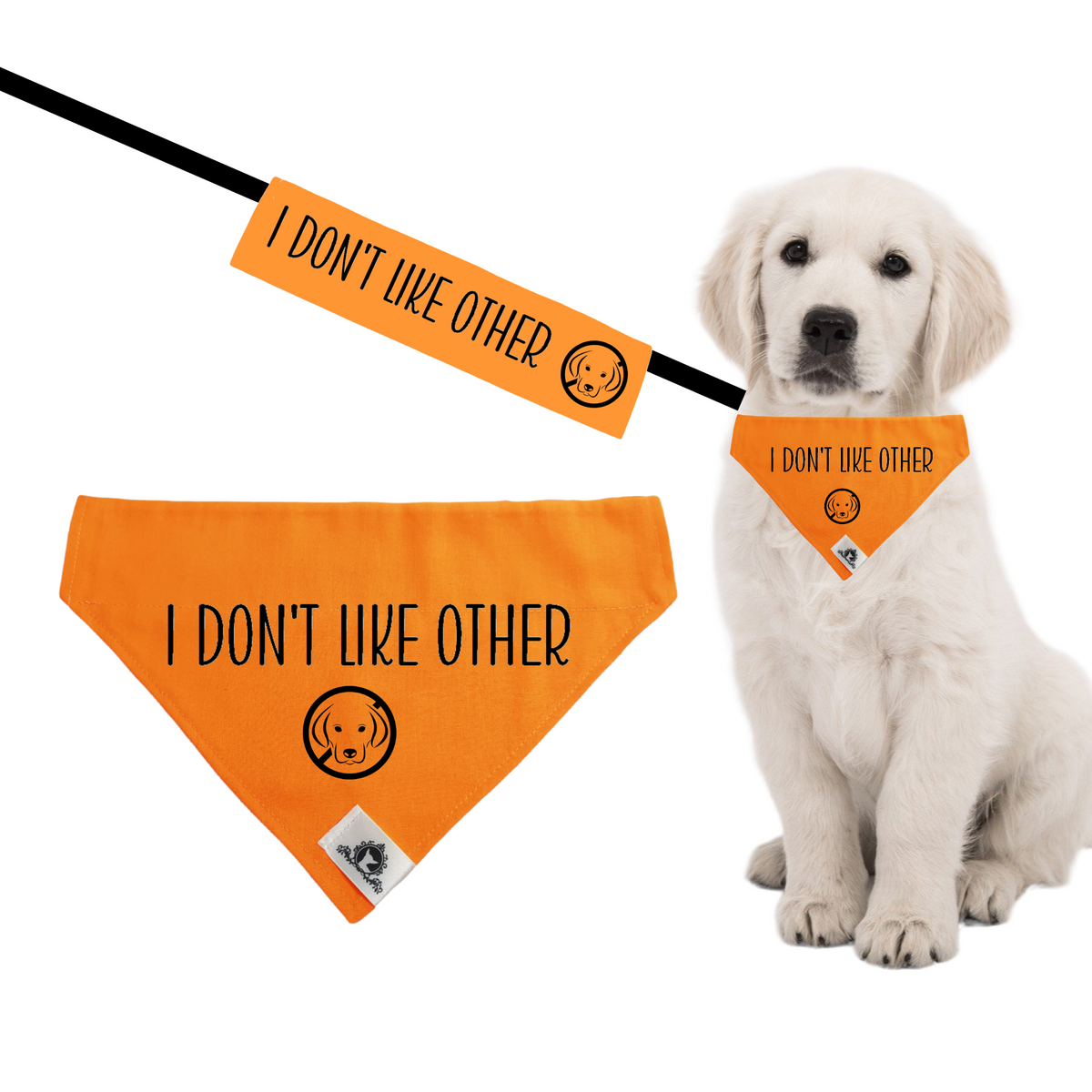Set of leash sleeve and bandana - I DON'T LIKE OTHER DOG