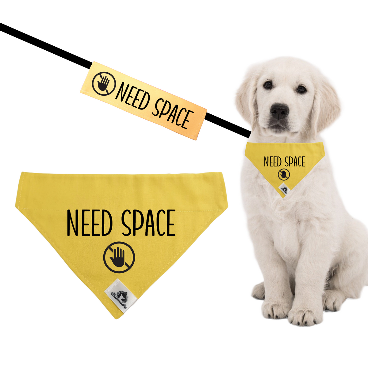 Set of leash sleeve and bandana - NEED SPACE