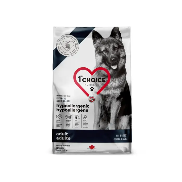 1st Choice Hypoallergène - Nourriture sèche pour chien adulte - Sans grains, formule avec morue