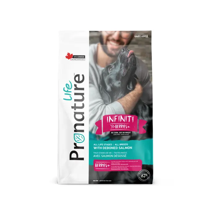 Pronature Life INFINITI - Nourriture sèche pour chien - Toutes races, tous stades de vie - Recette avec saumon désossé