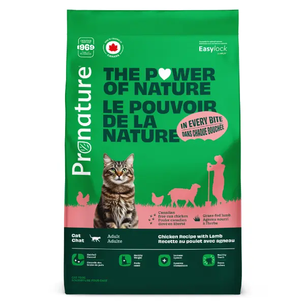 Pronature - Nourriture sèche pour chat adulte - Recette au poulet avec agneau