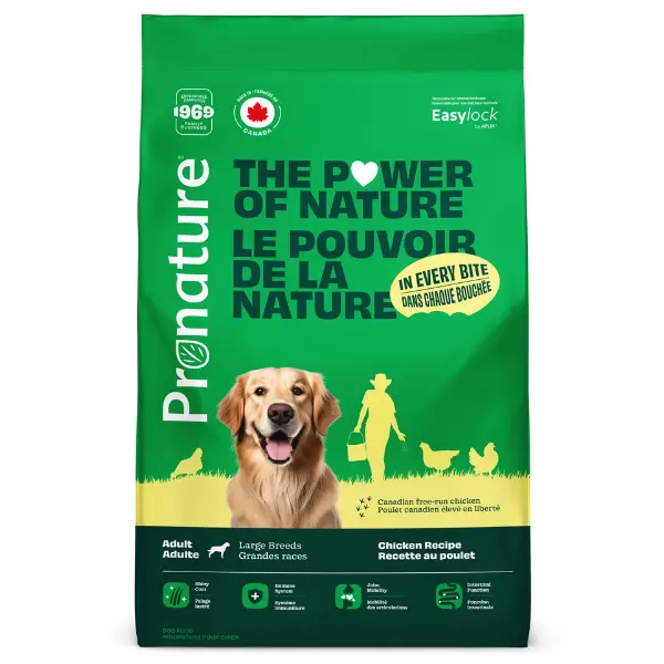 Pronature - Nourriture sèche pour chien adulte - Grandes races - Recette au poulet