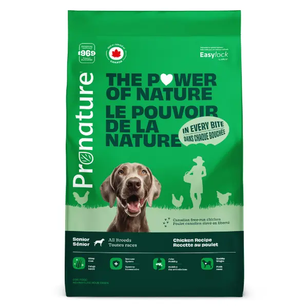 Pronature - Nourriture sèche pour chien sénior, toutes races - Recette au poulet